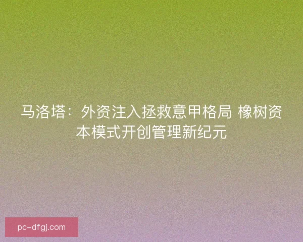 马洛塔：外资注入拯救意甲格局 橡树资本模式开创管理新纪元